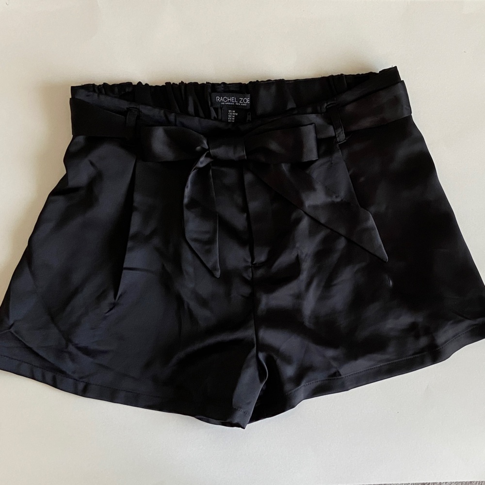 Black Satin High Waist Shorts